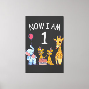 Now I am 1 year old 1st Birthday at the Zoo Canvas Print
