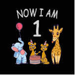 Now I am 1 year old 1st Birthday at the Zoo Cutout<br><div class="desc">Happy 1st Birthday. Funny and lovely Kids Birthday design with a cute Elephant, two ferrets and a giraffe celebrating your birthday at the zoo.</div>