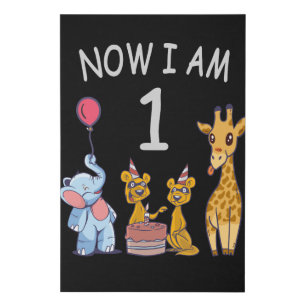 Now I am 1 year old 1st Birthday at the Zoo Faux Canvas Print