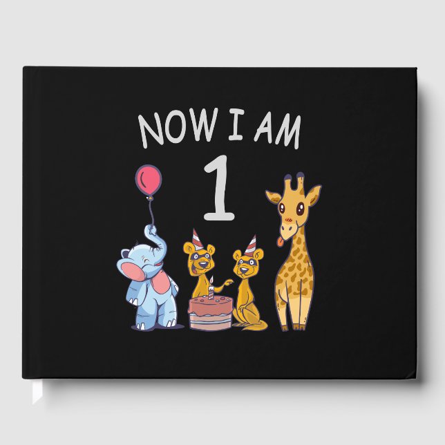 Now I am 1 year old 1st Birthday at the Zoo Guest Book (Front)