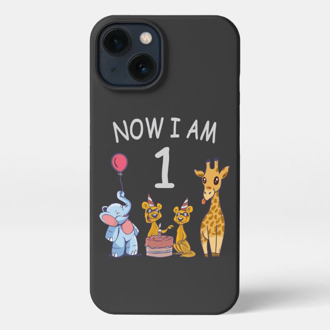 Now I am 1 year old 1st Birthday at the Zoo iPhone Case (Back)