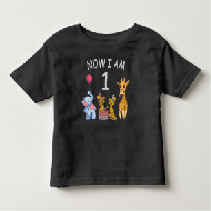 Now I am 1 year old 1st Birthday at the Zoo Toddler T-shirt