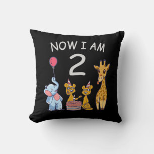 Now I am 2 year old 2nd Birthday at the Zoo Throw Pillow