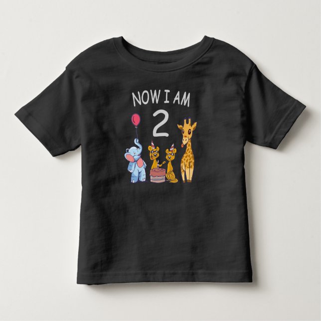 Now I am 2 year old 2nd Birthday at the Zoo Toddler T-shirt (Front)