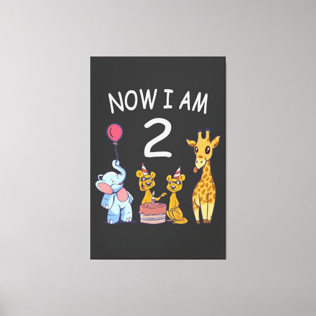 Now I am 2 years old 2nd Birthday at the Zoo Baby  Canvas Print (Front)