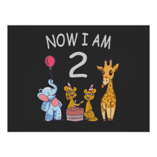 Now I am 2 years old 2nd Birthday at the Zoo Baby Poster