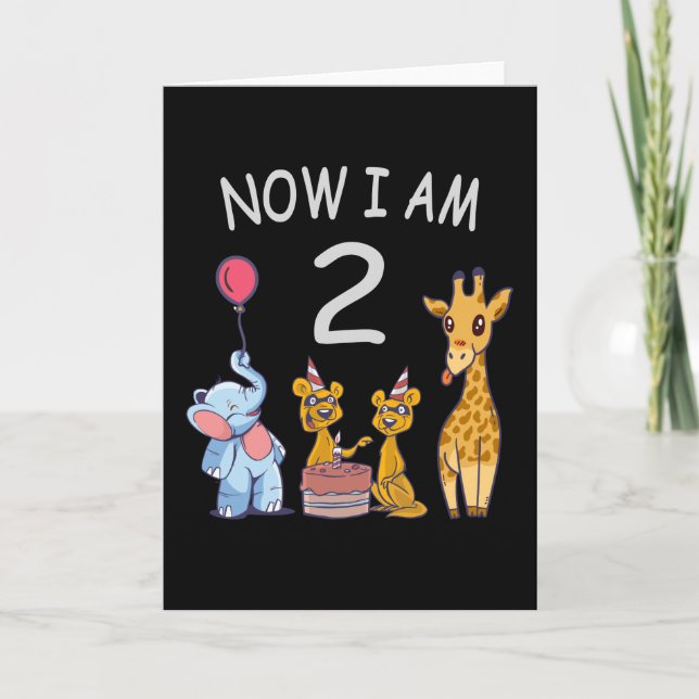 Now I am 2 years old 2nd Birthday at the Zoo Card (Front)