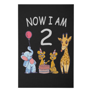 Now I am 2 years old 2nd Birthday at the Zoo Faux Canvas Print