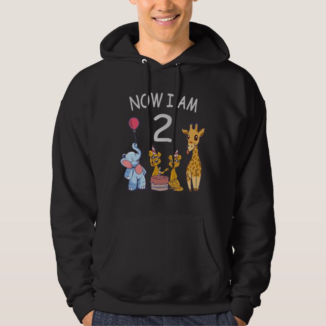 Now I am 2 years old 2nd Birthday at the Zoo Hoodie (Front)