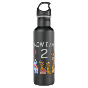 Now I am 2 years old 2nd Birthday at the Zoo Stainless Steel Water Bottle