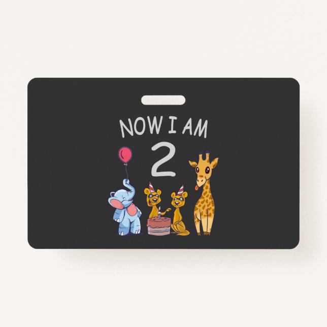 Now I am 2 years old 2nd Birthday at the Zoo T-Shi Badge (Front)