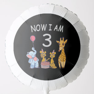 Now I am 3 year old 3rd Birthday at the Zoo Balloon