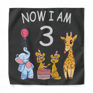 Now I am 3 year old 3rd Birthday at the Zoo Bandana
