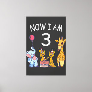 Now I am 3 year old 3rd Birthday at the Zoo Canvas Print