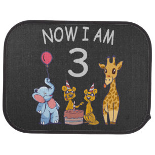 Now I am 3 year old 3rd Birthday at the Zoo Car Floor Mat