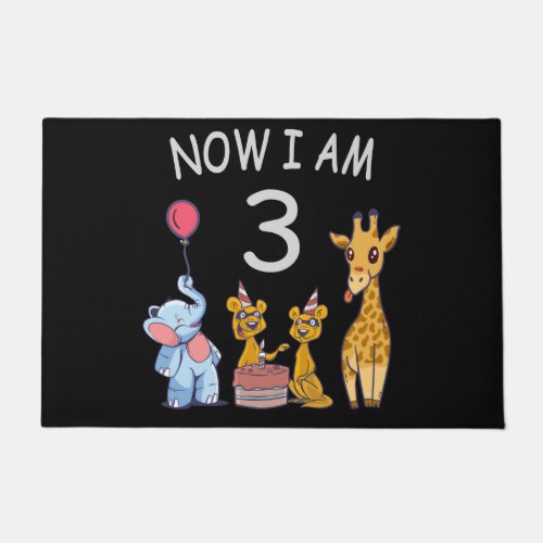 Now I am 3 year old 3rd Birthday at the Zoo Doormat