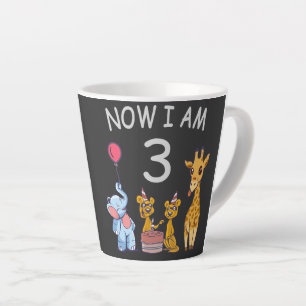 Now I am 3 year old 3rd Birthday at the Zoo Latte Mug