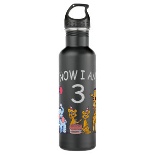 Now I am 3 year old 3rd Birthday at the Zoo Stainless Steel Water Bottle