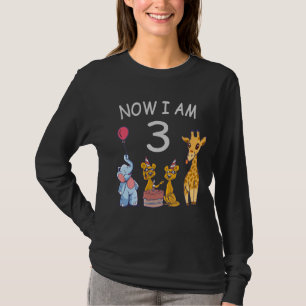 Now I am 3 year old 3rd Birthday at the Zoo T-Shirt