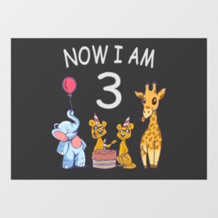 Now I am 3 year old 3rd Birthday at the Zoo Window Cling
