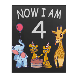 Now I am 4 year old 4th Birthday at the Zoo Acrylic Print