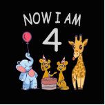 Now I am 4 year old 4th Birthday at the Zoo Cutout<br><div class="desc">Happy 4th Birthday. Funny and lovely Kids Birthday design with a cute Elephant,  two ferrets and a giraffe celebrating your birthday at the zoo.</div>