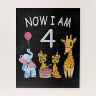 Now I am 4 year old 4th Birthday at the Zoo Jigsaw Puzzle