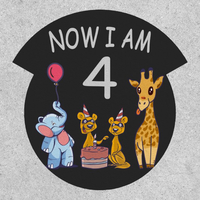Now I am 4 year old 4th Birthday at the Zoo Patch (Front)
