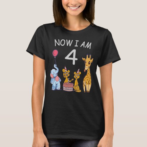 Now I am 4 year old 4th Birthday at the Zoo T_Shirt