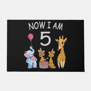 Now I am 5 years old 5th Birthday at the Zoo Doormat