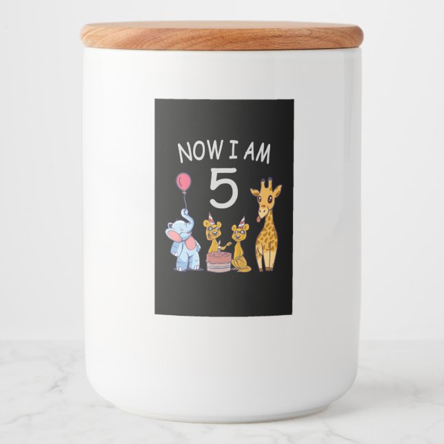 Now I am 5 years old 5th Birthday at the Zoo Food Label (Front)