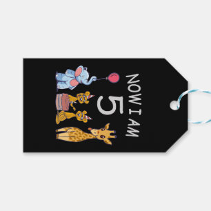 Now I am 5 years old 5th Birthday at the Zoo Gift Tags