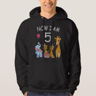 Now I am 5 years old 5th Birthday at the Zoo Hoodie