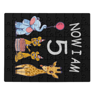 Now I am 5 years old 5th Birthday at the Zoo Jigsaw Puzzle