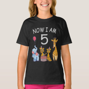 Now I am 5 years old 5th Birthday at the Zoo T-Shirt