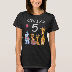Now I am 5 years old 5th Birthday at the Zoo T-Shirt