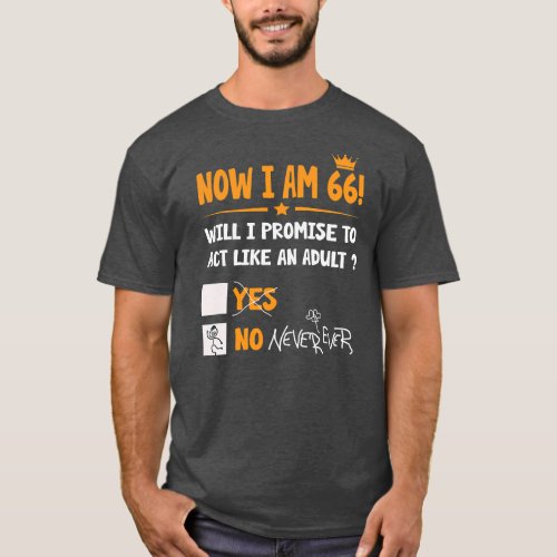 Now i am 66 years old 66th adult funny Birthday T_Shirt