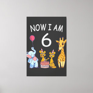 Now I am 6 years old 6th Birthday at the Zoo Canvas Print