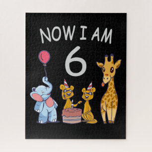 Now I am 6 years old 6th Birthday at the Zoo Jigsaw Puzzle