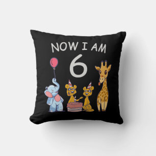 Now I am 6 years old 6th Birthday at the Zoo Throw Pillow