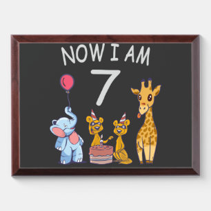 Now I am 7 years old 7th Birthday at the Zoo Award Plaque