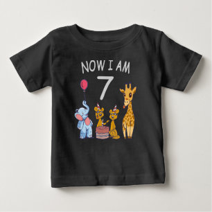 Now I am 7 years old 7th Birthday at the Zoo Baby T-Shirt