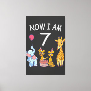 Now I am 7 years old 7th Birthday at the Zoo Canvas Print
