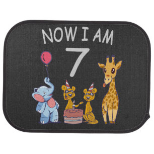 Now I am 7 years old 7th Birthday at the Zoo Car Floor Mat