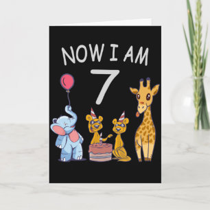Now I am 7 years old 7th Birthday at the Zoo Card