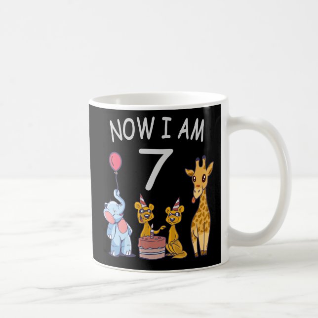 Now I am 7 years old 7th Birthday at the Zoo Coffee Mug (Right)
