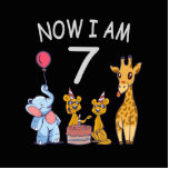 Now I am 7 years old 7th Birthday at the Zoo Cutout<br><div class="desc">Happy 7th Birthday. Funny and lovely Kids Birthday design with a cute Elephant, two ferrets and a giraffe celebrating your birthday at the zoo.</div>
