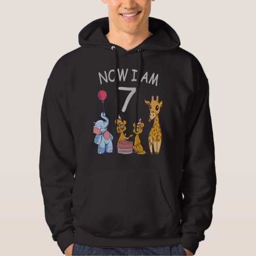 Now I am 7 years old 7th Birthday at the Zoo Hoodie