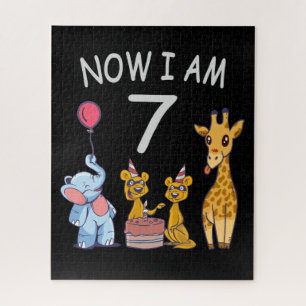 Now I am 7 years old 7th Birthday at the Zoo Jigsaw Puzzle