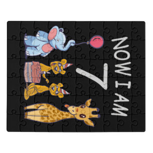 Now I am 7 years old 7th Birthday at the Zoo Jigsaw Puzzle